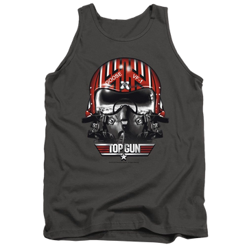 Charcoal men's tank with Top Gun Goose Helmet graphic