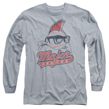 Athletic heather men's long sleeve t-shirt with Major League Vintage Logo graphic