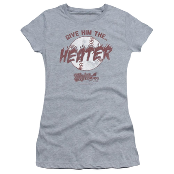 Athletic heather juniors t-shirt with Major League The Heater graphic