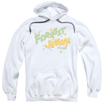 White pullover hoodie with Forrest Gump Peas And Carrots graphic