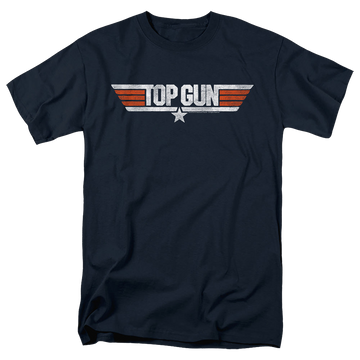 Navy men's regular fit t-shirt with Top Gun Distressed Logo graphic