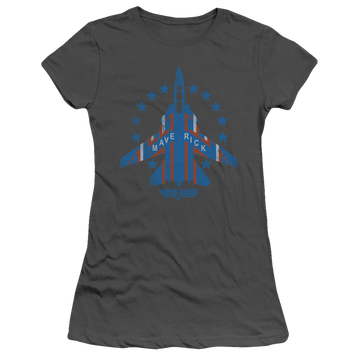 Charcoal juniors t-shirt with Top Gun Maverick graphic