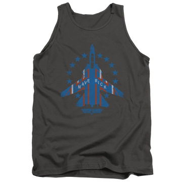 Charcoal men's tank with Top Gun Maverick graphic