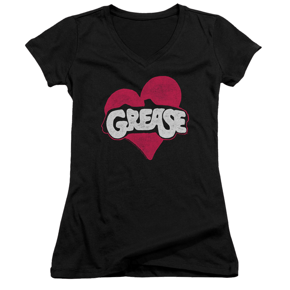 Grease Heart - Juniors V-Neck T-Shirt Juniors V-Neck T-Shirt Grease