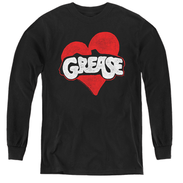 Black youth long sleeve t-shirt with Grease Heart graphic