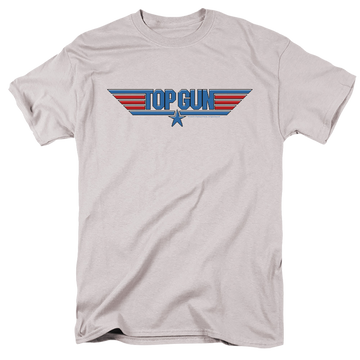 Silver men's regular fit t-shirt with Top Gun 8 BIT LOGO graphic