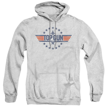 Athletic heather pullover hoodie with Top Gun Star Logo graphic