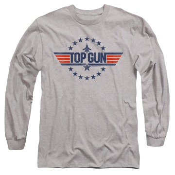Athletic heather men's long sleeve t-shirt with Top Gun Star Logo graphic