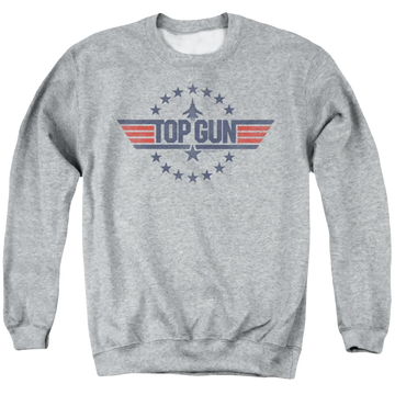 Athletic heather men's crewneck sweatshirt with Top Gun Star Logo graphic