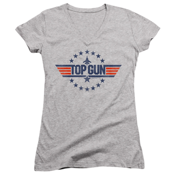 Top Gun Star Logo - Juniors V-Neck T-Shirt Juniors V-Neck T-Shirt Top Gun