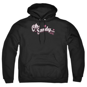Black pullover hoodie with Grease Oh Sandy graphic