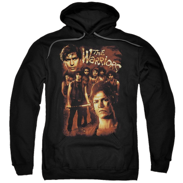 Black pullover hoodie with The Warriors 9 Warriors graphic