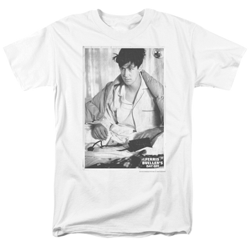 White men's regular fit t-shirt with Ferris Bueller's Day Off Cameron graphic
