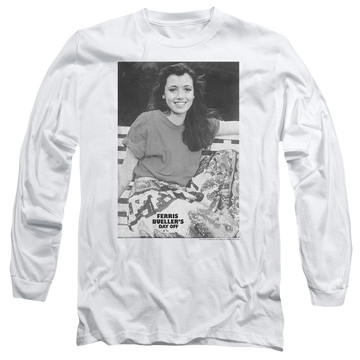 White men's long sleeve t-shirt with Ferris Bueller's Day Off Sloane graphic