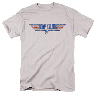 Silver men's regular fit t-shirt with Top Gun 8 Bit Logo graphic