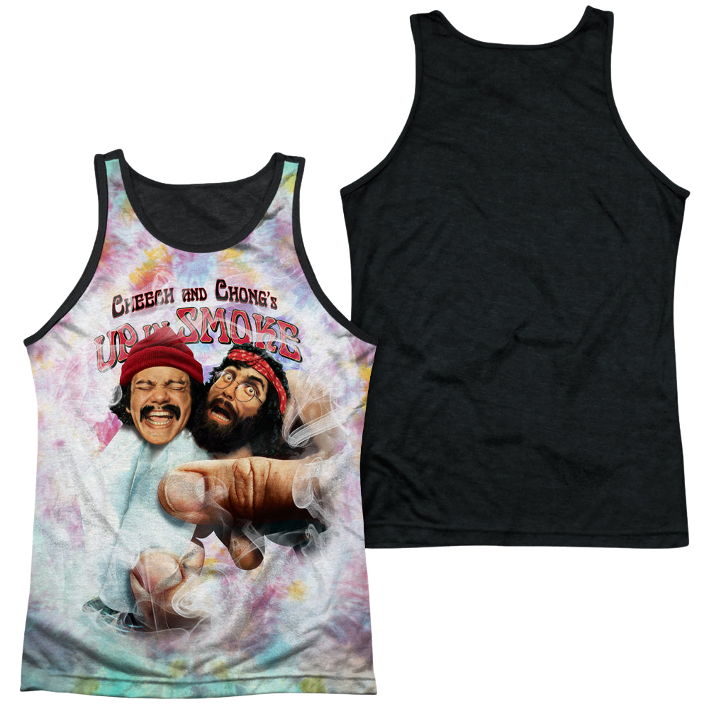 Up in Smoke Fried Tie Dyed - Men's Black Back Tank Top Men's Black Back Tank Cheech & Chong