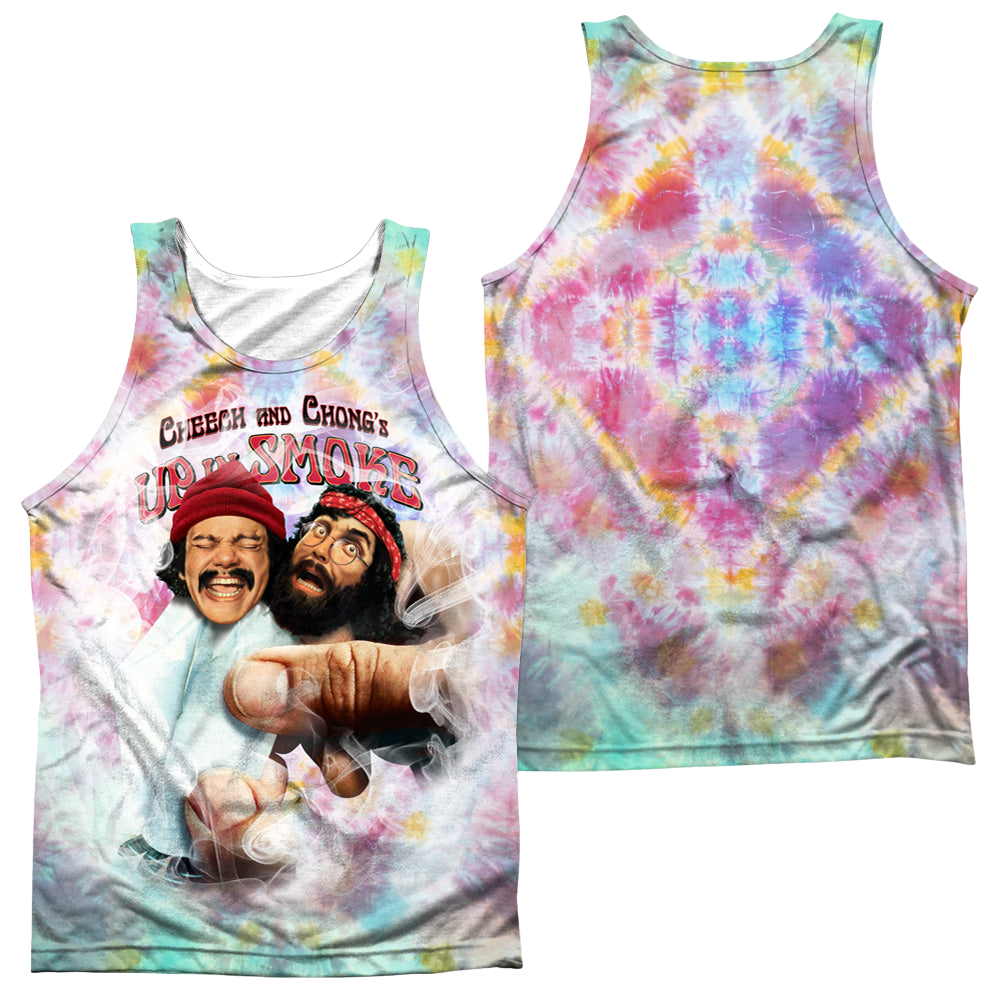 Up in Smoke Fried Tie Dyed (Front/Back Print) - Men's All Over Print Tank Top Men's All Over Print Tank Cheech & Chong