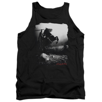 Black men's tank with Sleepy Hollow Foggy Night graphic