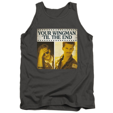 Charcoal men's tank with Top Gun Til The End graphic