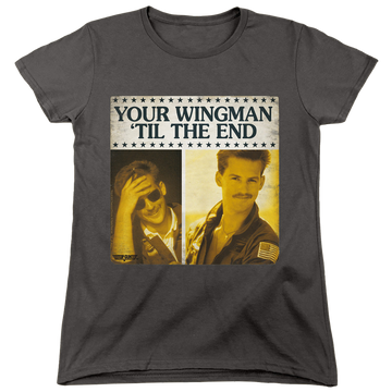 Charcoal women's t-shirt with Top Gun Til The End graphic