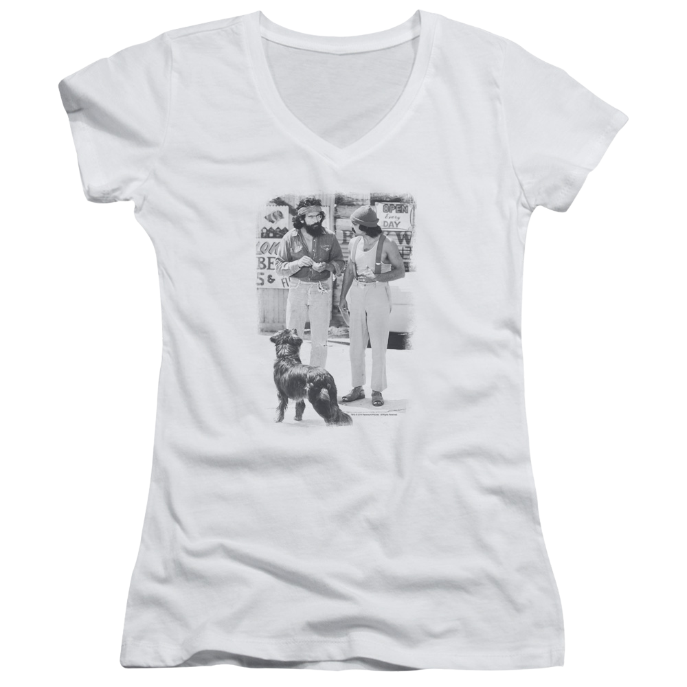 Up in Smoke Cheech Chong Dog - Juniors V-Neck T-Shirt Juniors V-Neck T-Shirt Cheech & Chong