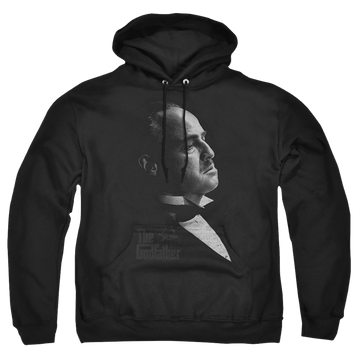 Black pullover hoodie with The Godfather Graphic Vito graphic