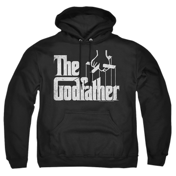 Black pullover hoodie with The Godfather Logo graphic