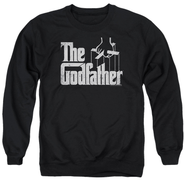 Black men's crewneck sweatshirt with The Godfather Logo graphic