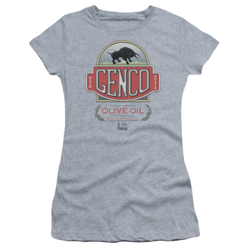 Athletic heather juniors t-shirt with The Godfather Genco Olive Oil graphic