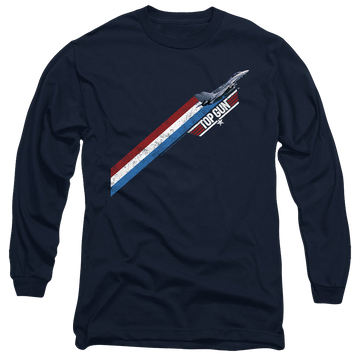 Navy men's long sleeve t-shirt with Top Gun Stripes graphic