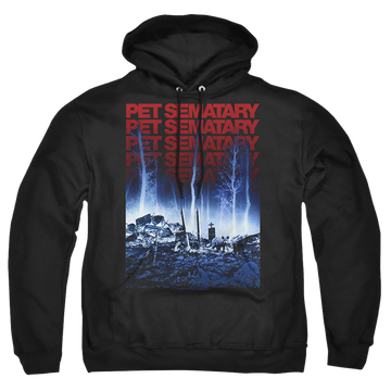 Black pullover hoodie with Pet Sematary Sematary graphic