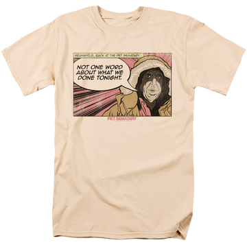 Cream men's regular fit t-shirt with Pet Sematary Not One Word graphic