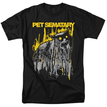 Black men's regular fit t-shirt with Pet Sematary Decay graphic