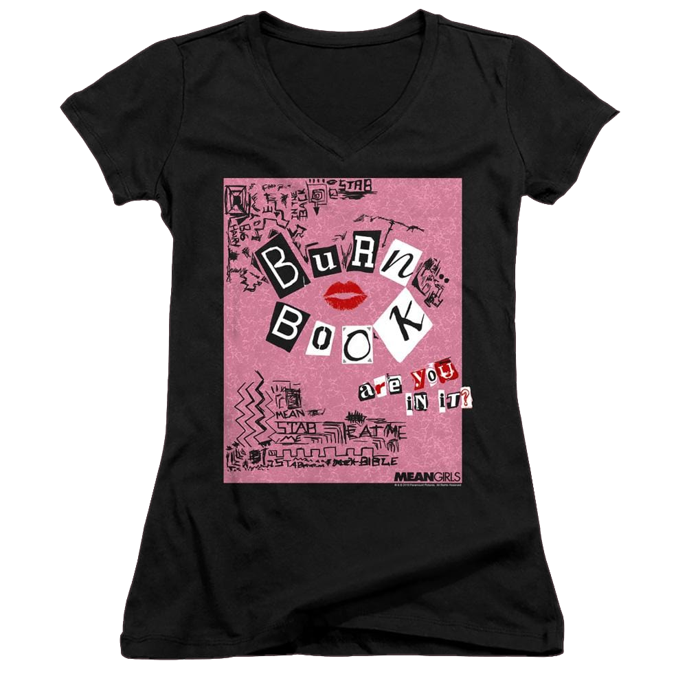 Mean Girls Burn Book - Juniors V-Neck T-Shirt Juniors V-Neck T-Shirt Mean Girls