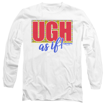White men's long sleeve t-shirt with Clueless Ugh As If graphic