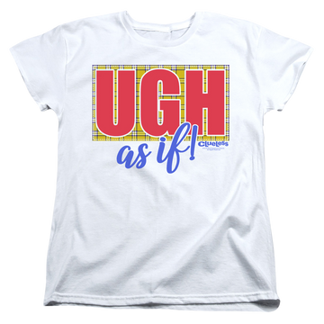 White women's t-shirt with Clueless Ugh As If graphic