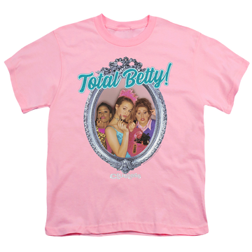 Pink youth t-shirt for ages 8 to 12 with Clueless Total Betty graphic