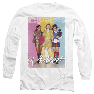 White men's long sleeve t-shirt with Clueless Whatever graphic