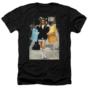 Charcoal men's heather t-shirt with Clueless Oops My Bad graphic