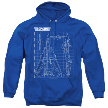 Royal pullover hoodie with Top Gun Schematic graphic