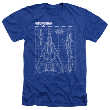 Royal men's heather t-shirt with Top Gun Schematic graphic