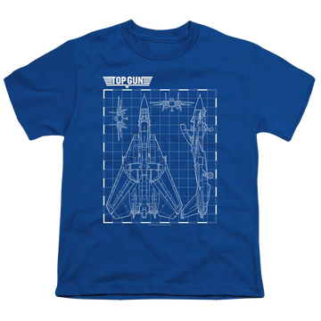 Royal youth t-shirt for ages 8 to 12 with Top Gun Schematic graphic