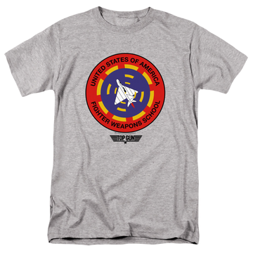 Athletic heather men's regular fit t-shirt with Top Gun Fighter Weapons School graphic
