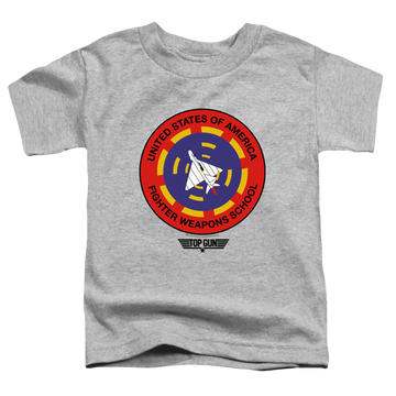 Athletic heather toddler t-shirt with Top Gun Fighter Weapons School graphic