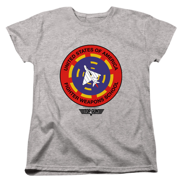 Athletic heather women's t-shirt with Top Gun Fighter Weapons School graphic