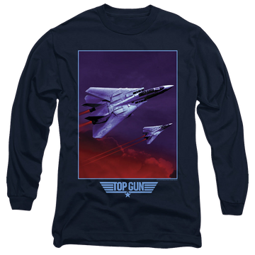 Navy men's long sleeve t-shirt with Top Gun Clouds graphic