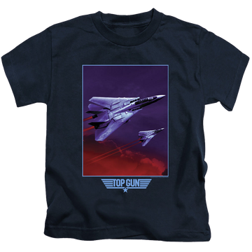 Navy kid's t-shirt for ages 4 to 7 with Top Gun Clouds graphic