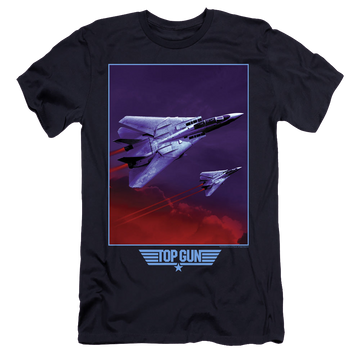 Navy men's premium slim fit t-shirt with Top Gun Clouds graphic