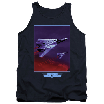 Navy men's tank with Top Gun Clouds graphic