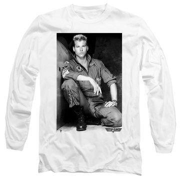 White men's long sleeve t-shirt with Top Gun Fresh Ice graphic